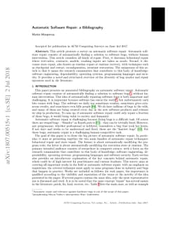 Automatic Software Repair: a Bibliography