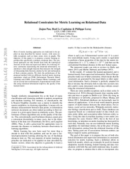 Relational Constraints for Metric Learning on Relational Data