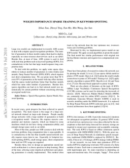 Weight-importance sparse training in keyword spotting