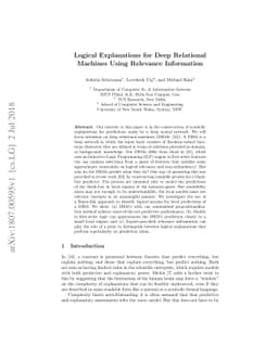 Logical Explanations for Deep Relational Machines Using Relevance
  Information