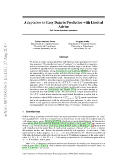 Adaptation to Easy Data in Prediction with Limited Advice