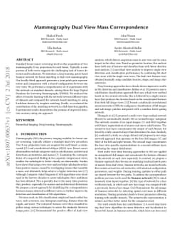 Mammography Dual View Mass Correspondence