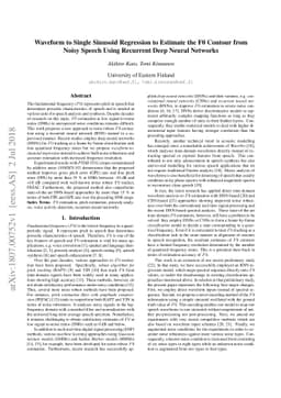 Waveform to Single Sinusoid Regression to Estimate the F0 Contour from
  Noisy Speech Using Recurrent Deep Neural Networks