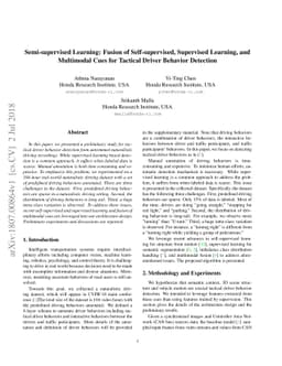 Semi-supervised Learning: Fusion of Self-supervised, Supervised
  Learning, and Multimodal Cues for Tactical Driver Behavior Detection