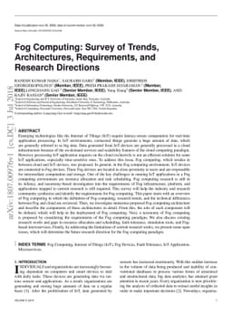 Fog Computing: Survey of Trends, Architectures, Requirements, and
  Research Directions