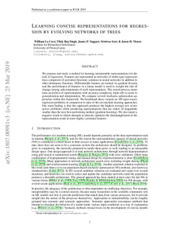 Learning concise representations for regression by evolving networks of
  trees