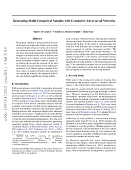 Generating Multi-Categorical Samples with Generative Adversarial
  Networks