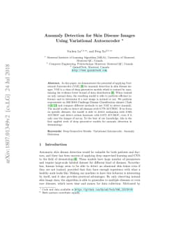 Anomaly Detection for Skin Disease Images Using Variational Autoencoder