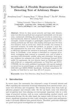 TextSnake: A Flexible Representation for Detecting Text of Arbitrary
  Shapes
