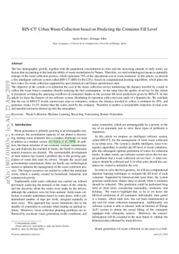 BIN-CT: Urban Waste Collection based in Predicting the Container Fill
  Level