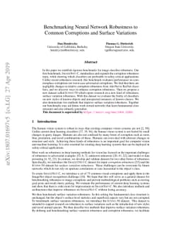 Benchmarking Neural Network Robustness to Common Corruptions and Surface
  Variations