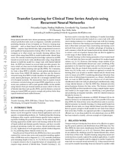 Transfer Learning for Clinical Time Series Analysis using Recurrent
  Neural Networks