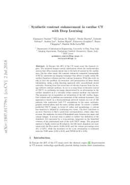 Synthetic contrast enhancement in cardiac CT with Deep Learning