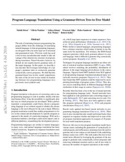 Program Language Translation Using a Grammar-Driven Tree-to-Tree Model