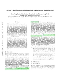 Learning Theory and Algorithms for Revenue Management in Sponsored
  Search