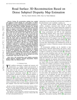 Road surface 3d reconstruction based on dense subpixel disparity map
  estimation