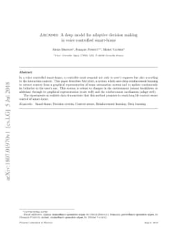 Arcades: A deep model for adaptive decision making in voice controlled
  smart-home