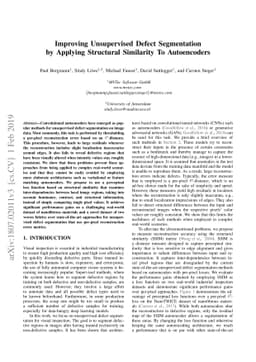 Improving Unsupervised Defect Segmentation by Applying Structural
  Similarity to Autoencoders