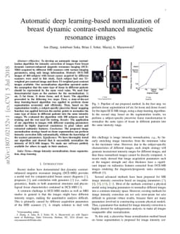 Automatic deep learning-based normalization of breast dynamic
  contrast-enhanced magnetic resonance images