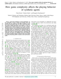 How game complexity affects the playing behavior of synthetic agents