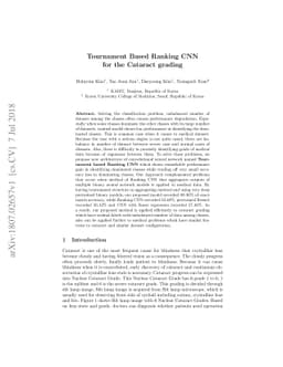 Tournament Based Ranking CNN for the Cataract grading