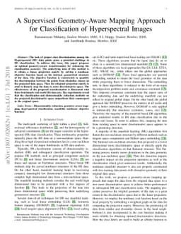 A Supervised Geometry-Aware Mapping Approach for Classification of
  Hyperspectral Images