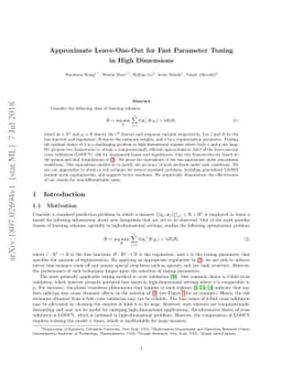 Approximate Leave-One-Out for Fast Parameter Tuning in High Dimensions