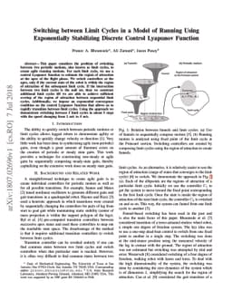 Switching between Limit Cycles in a Model of Running Using Exponentially
  Stabilizing Discrete Control Lyapunov Function