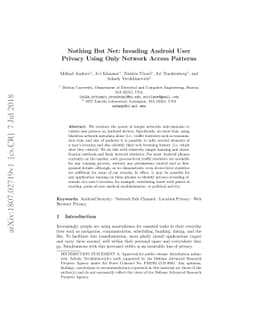 Nothing But Net: Invading Android User Privacy Using Only Network Access
  Patterns