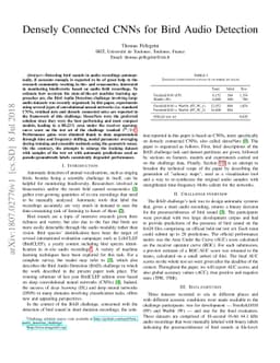 Densely Connected CNNs for Bird Audio Detection
