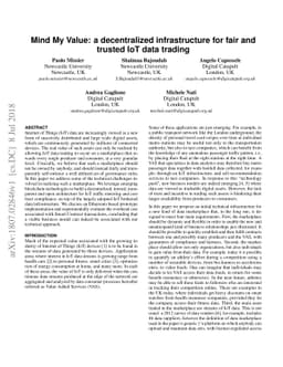 Mind My Value: a decentralized infrastructure for fair and trusted IoT
  data trading