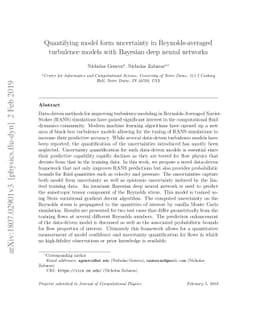 Quantifying model form uncertainty in Reynolds-averaged turbulence
  models with Bayesian deep neural networks