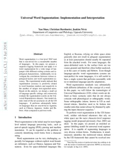 Universal Word Segmentation: Implementation and Interpretation