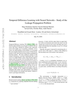 Temporal Difference Learning with Neural Networks - Study of the Leakage
  Propagation Problem