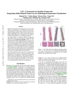 G2C: A Generator-to-Classifier Framework Integrating Multi-Stained
  Visual Cues for Pathological Glomerulus Classification