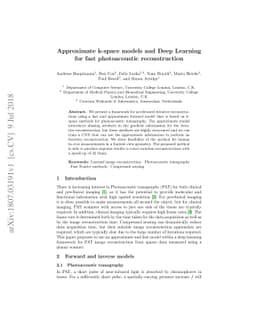 Approximate k-space models and Deep Learning for fast photoacoustic
  reconstruction