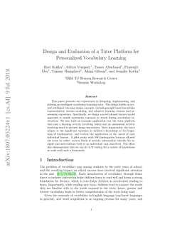 Design and Evaluation of a Tutor Platform for Personalized Vocabulary
  Learning