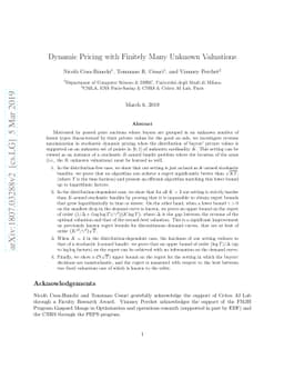 Dynamic Pricing with Finitely Many Unknown Valuations