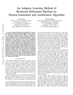 An Adaptive Learning Method of Restricted Boltzmann Machine by Neuron
  Generation and Annihilation Algorithm