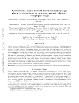 Convolutional neural network based automatic plaque characterization
  from intracoronary optical coherence tomography images