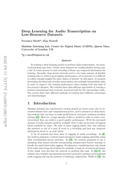 Deep Learning for Audio Transcription on Low-Resource Datasets