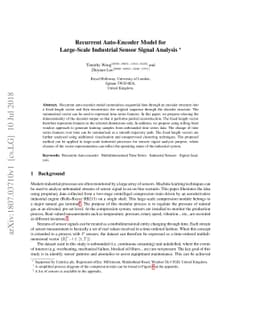 Recurrent Auto-Encoder Model for Large-Scale Industrial Sensor Signal
  Analysis