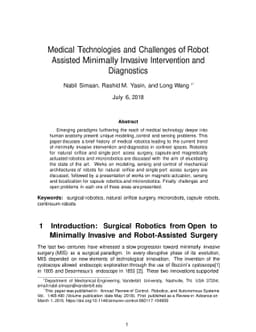 Medical Technologies and Challenges of Robot Assisted Minimally Invasive
  Intervention and Diagnostics