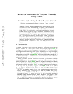 Network Classification in Temporal Networks Using Motifs