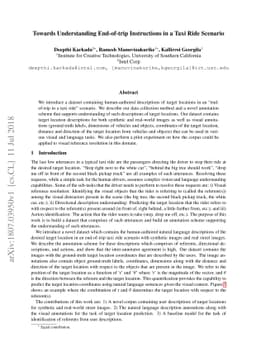 Towards Understanding End-of-trip Instructions in a Taxi Ride Scenario