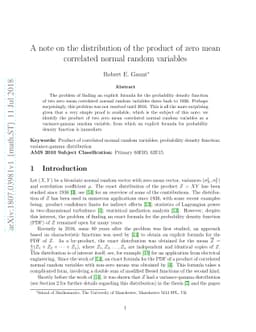 A note on the distribution of the product of zero mean correlated normal
  random variables