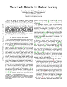 Morse Code Datasets for Machine Learning