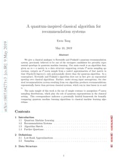 A quantum-inspired classical algorithm for recommendation systems
