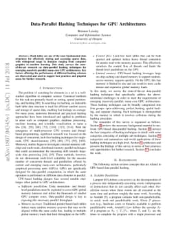 Data-Parallel Hashing Techniques for GPU Architectures