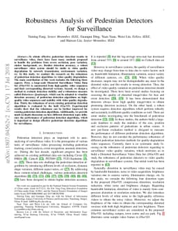 Robustness Analysis of Pedestrian Detectors for Surveillance